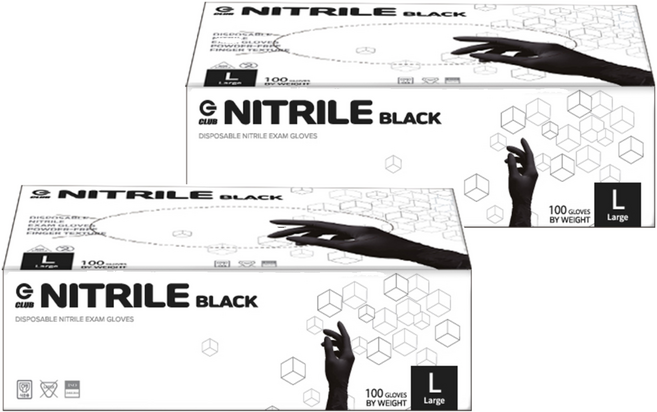 지클럽 니트릴 장갑 100p, 블랙, 대(L), 2개