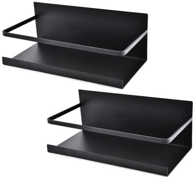 모나코올리브 망고너츠 철제 마그네틱 냉장고 사이드랙 다용도선반, 블랙, 2개