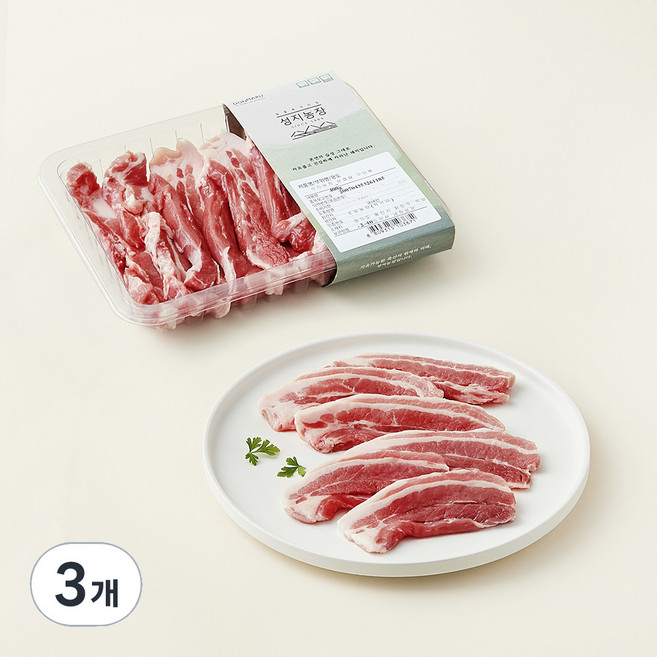 성지농장 동물복지 한돈 삼겹살 구이용 (냉장), 3개, 400g