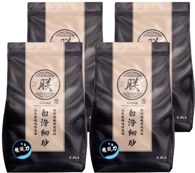 朕 頂級無塵礦砂 白淨細砂, 超凝力, 8.8lb, 4袋