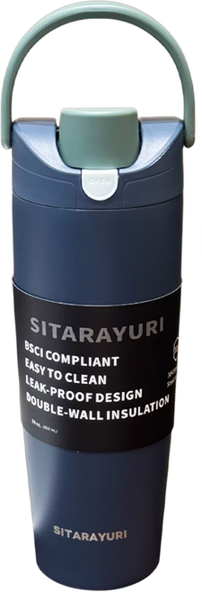 Sitarayuri 304不鏽鋼雙飲保溫杯 ZF-075, 藏青色, 1個, 900ml