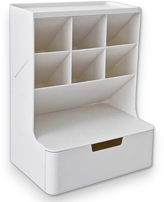 제이제이 화장품 정리 사무용품 수납 데스크 오거나이저, 화이트, 1개