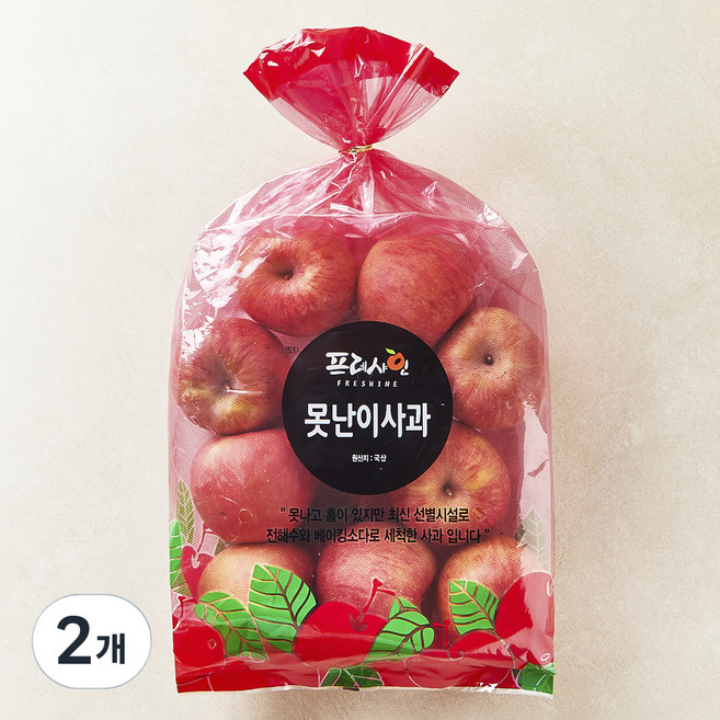 프레샤인 못난이사과, 3kg, 2개