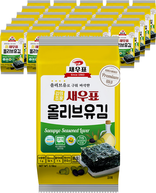 새우표 완도 올리브유 도시락김, 5g, 64개