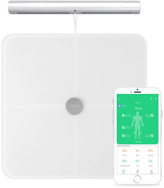 노바리빙 핸디그립 스마트 체지방 체중계, BCA-382BC-SH, 화이트