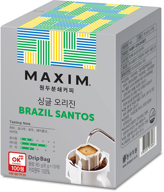 맥심 싱글 오리진 브라질 산토스, 10개입, 1개, 8g