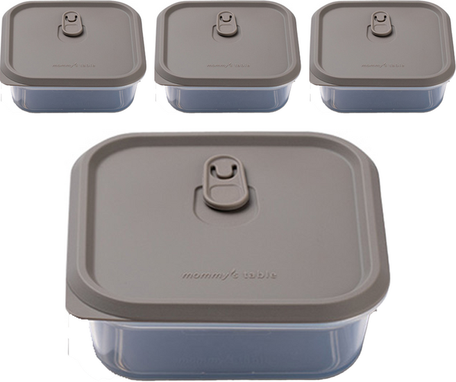 마미스테이블 멀티볼 푸드그레이드 실리콘 밀폐용기 S 350ml, 베어브라운, 4개