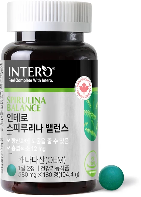 인테로 스피루리나 밸런스 104.4g, 180정, 1개 - 쿠팡