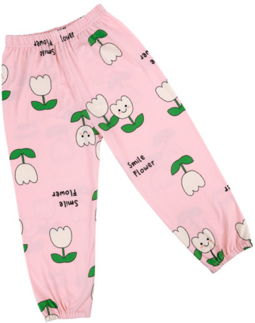 메이키즈 여아용 방긋튤립 피치기모 발열 파자마 바지