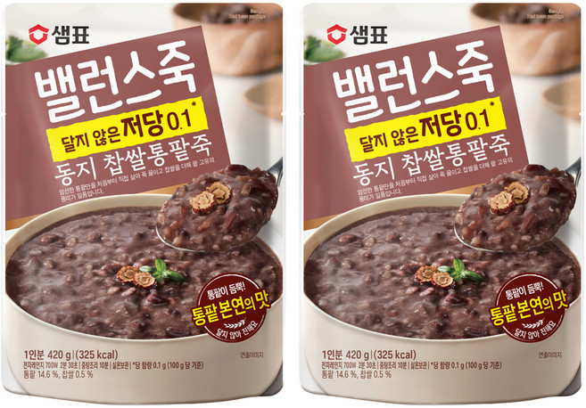 샘표 밸런스죽 동지 찹쌀통팥죽, 420g, 2개