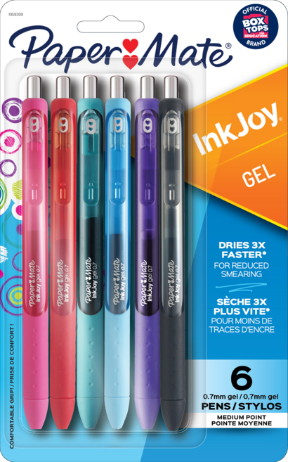 페이퍼메이트 잉크조이 젤펜 0.7mm 6색, 혼합색상, 1세트