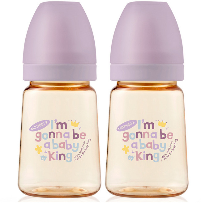 마더케이 베이직 PPSU 무꼭지 젖병 베베, 라일락, 180ml, 2개