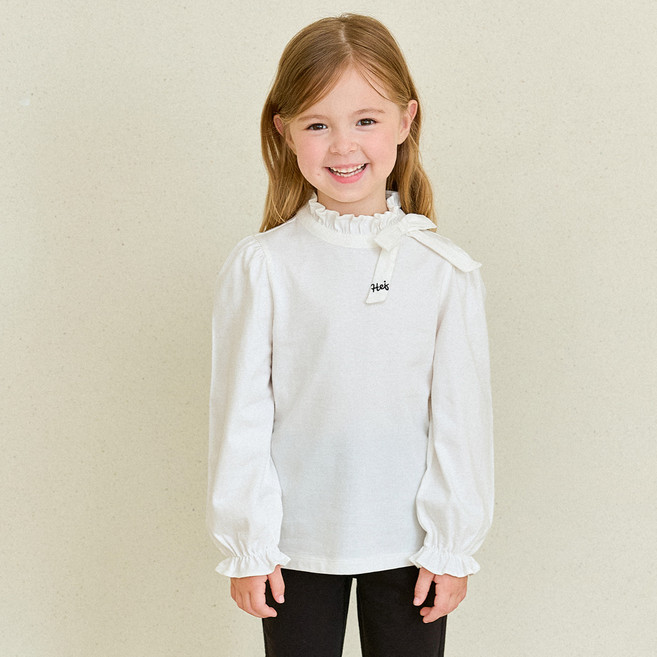 헤이미니 여아용 쁘띠 리본타이 티셔츠