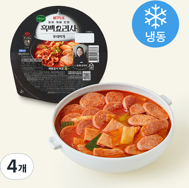 비비고 흑백요리사 술빚는 윤주모셰프 부대찌개 (냉동), 200g, 4개