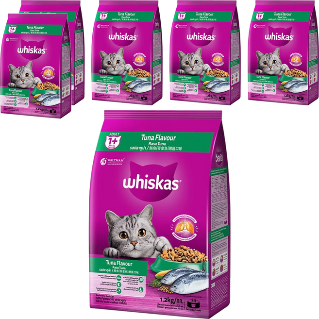 whiskas 偉嘉 貓乾糧, 鮪魚總匯口味, 1.2kg, 6袋