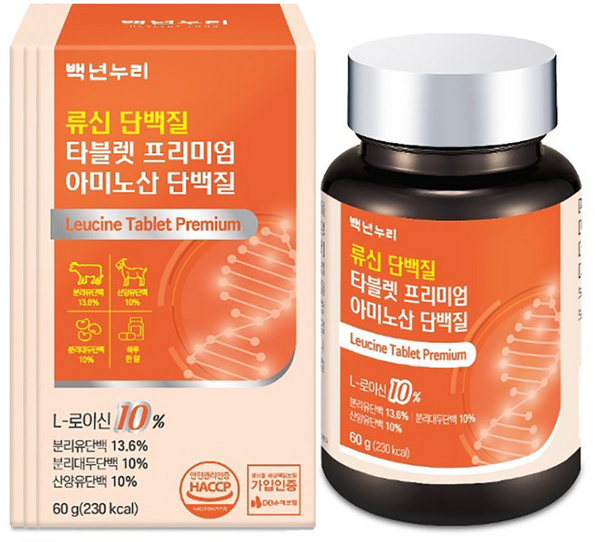 백년누리 류신 단백질 타블렛 아미노산, 60정, 3개