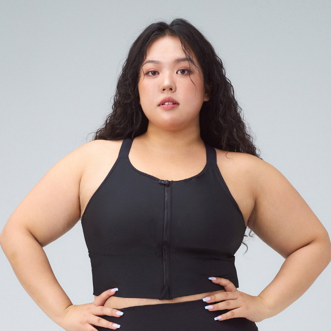 컴포트랩 여성용 하이서포트 하이넥 롱 집업 스포츠브라