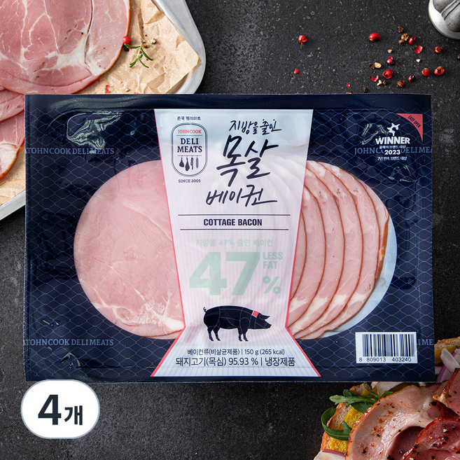 존쿡델리미트 목살베이컨, 150g, 4개