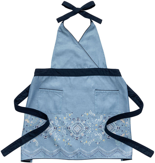 니토리 리본 타일 앞치마, 블랙 + 블루, 1개