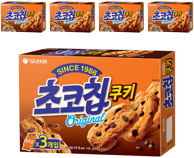 오리온 초코칩쿠키, 192g, 5개