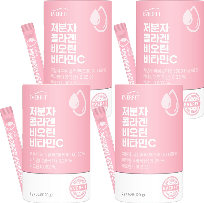 내츄럴플러스 저분자 피쉬 콜라겐 비오틴 비타민C 60p, 120g, 4개