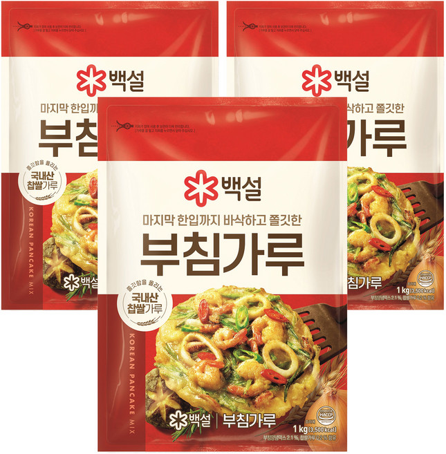 백설 부침가루, 1kg, 3개