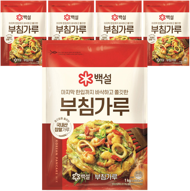 백설 부침가루, 1kg, 5개