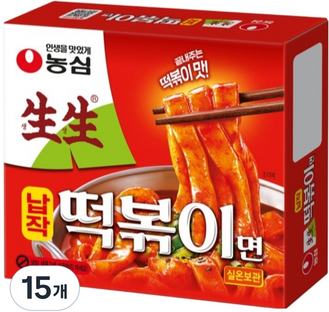 농심 생생 납작 떡볶이면, 258g, 15개