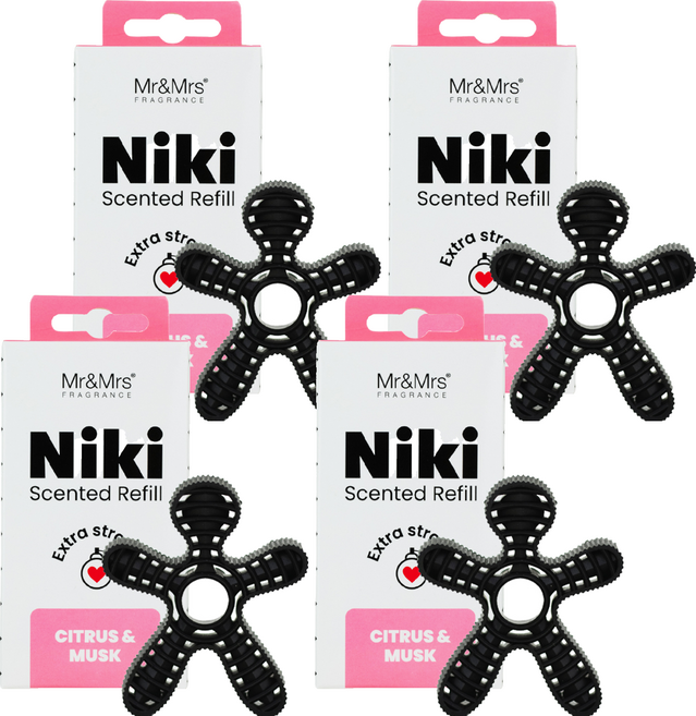 Mr&Mrs FRAGRANCE Niki 車用芳香劑補充包, 柑橘麝香, 4個
