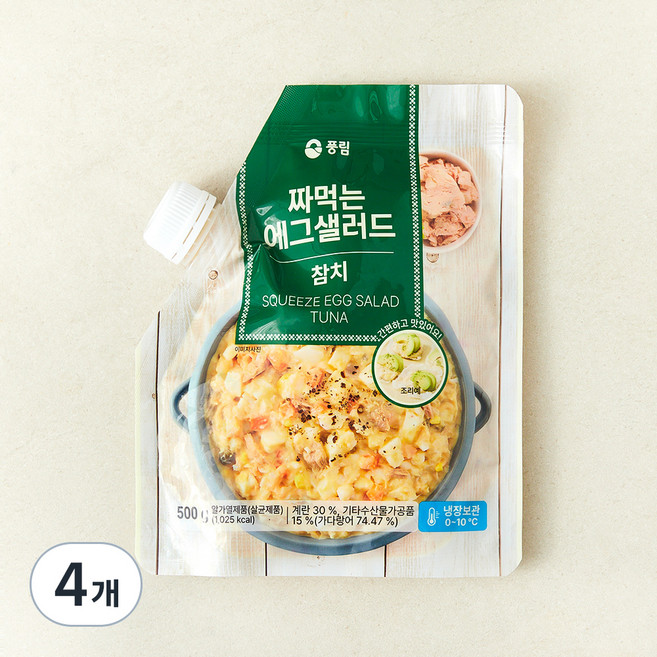풍림푸드 짜먹는 참치 에그 샐러드, 500g, 4개
