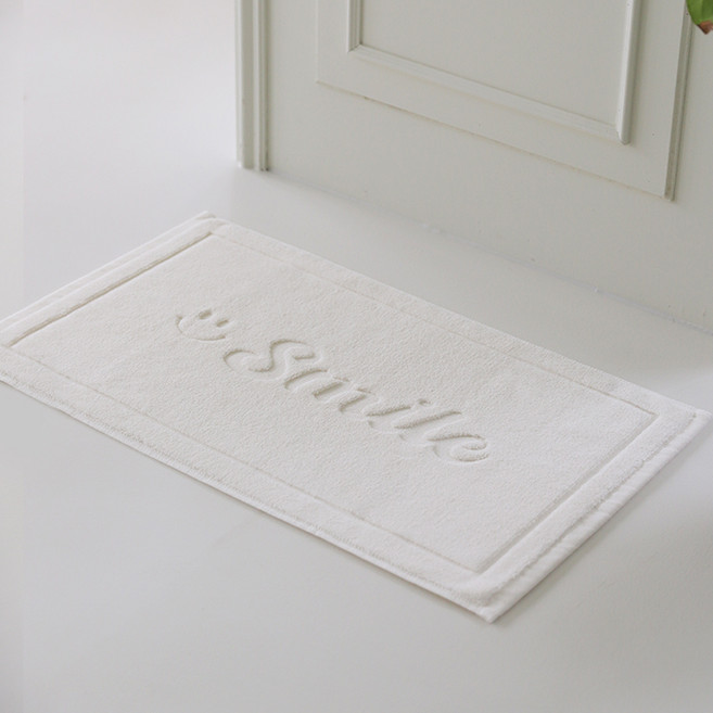 호텔식 프리미엄 욕실 면 발매트, 크림스마일