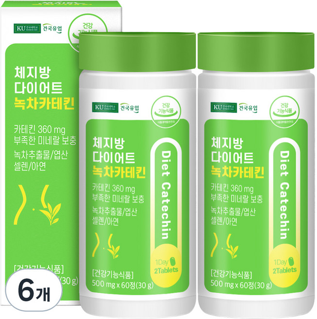 Konkuk 綠茶兒茶素輕盈體態管理錠, 30g, 6罐