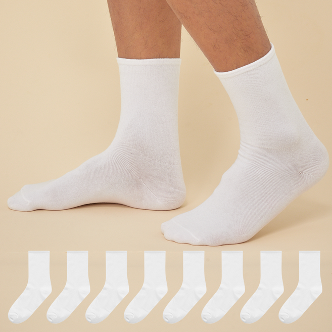 베이스알파에센셜 남성용 발목 조임 없이 편안한 무압박 양말 8켤레 세트