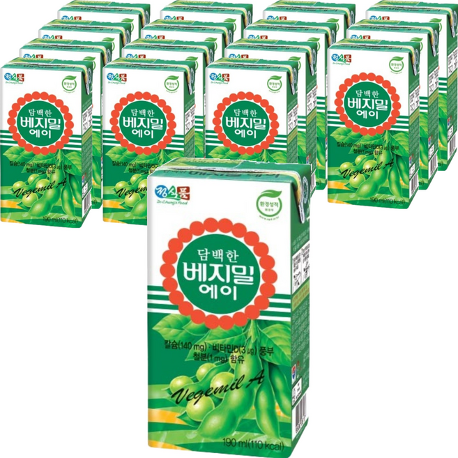 베지밀 에이 담백한 두유, 190ml, 16개