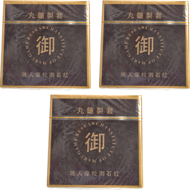 丸龜製套 職人摩粒御石紅 保險套 三合一型 闊度53mm, 6入, 3盒