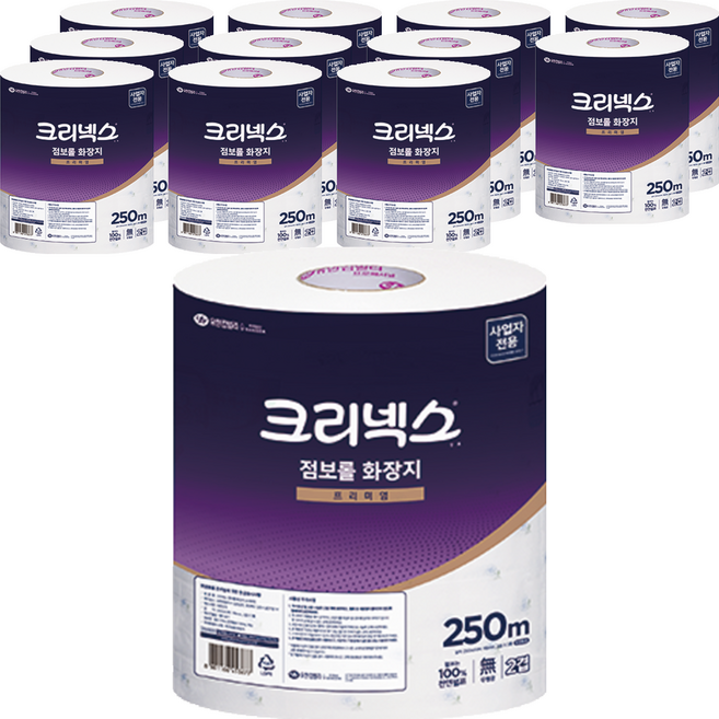 크리넥스 2겹 프리미엄 점보롤, 250m, 4개, 3롤