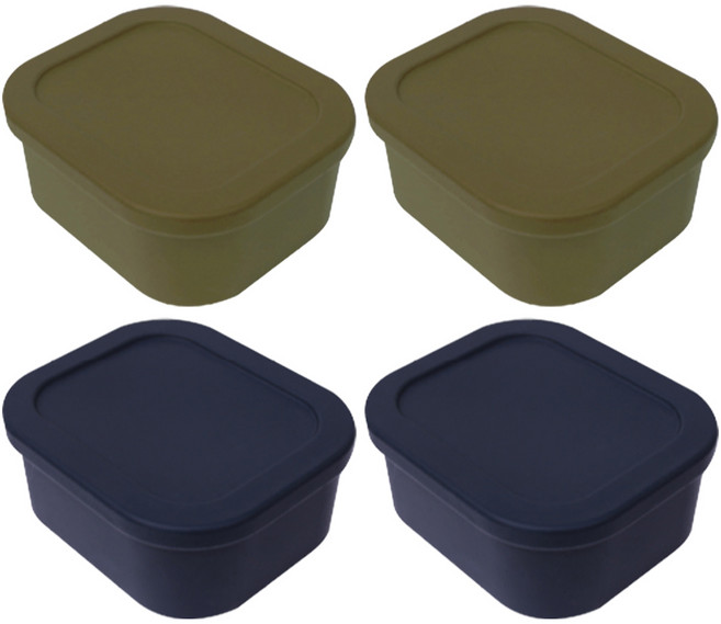 YOUHOUSE 삶아 쓰는 실리콘 밀폐용기 500ml, 4개, 다크그린 + 올리브