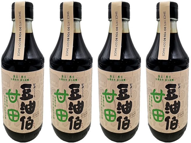豆油伯 甘田釀造醬油 薄鹽 台灣非基改黃豆、台灣黑豆、台灣小麥, 300ml, 4瓶