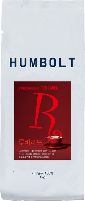 훔볼트 루비레드 스페셜티 블렌드 원두커피, 홀빈(분쇄안함), 1kg, 1개