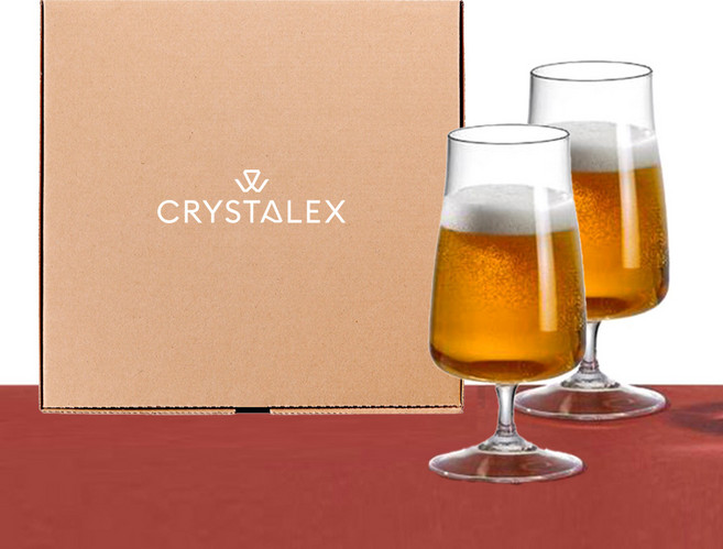 크리스탈렉스 알렉시아 플랫 맥주잔 2p 선물 세트, 380ml, 1세트