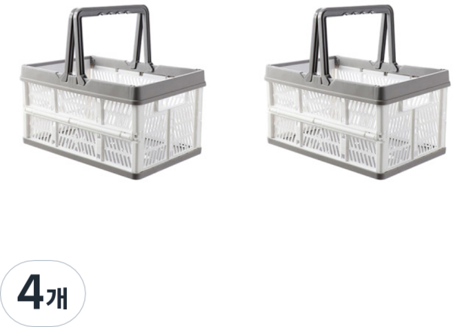 아리코 접이식 리빙 바스켓 29.8 x 19.7 x 15.6 cm, 화이트, 4개