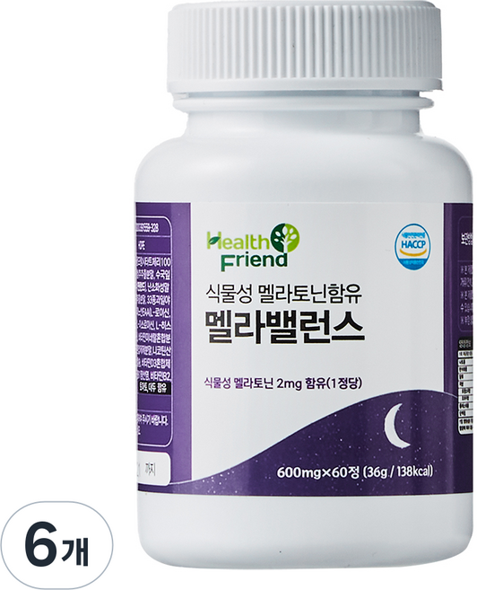 헬스프랜드 식물성 멜라토닌 함유 멜라밸런스 36g, 60정, 6개