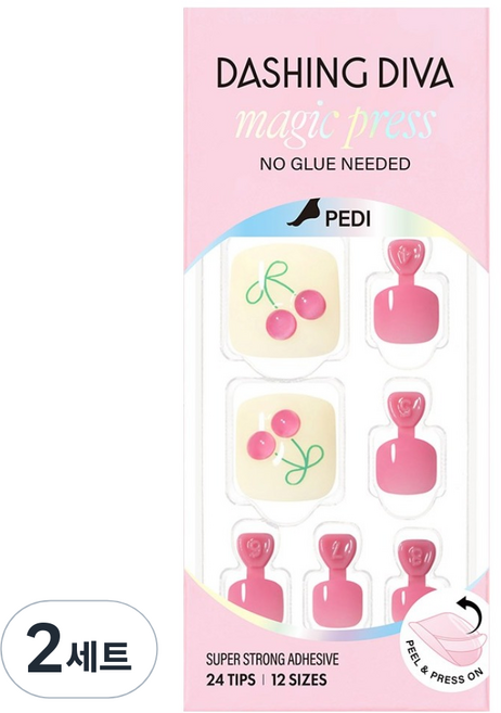 데싱디바 매직프레스 페디 체리 베리 세트, 옐로우 + 핑크 + 코랄, 2세트