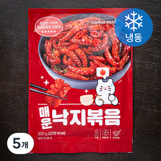 쿠캣 매운 낙지볶음 (냉동), 300g, 5개