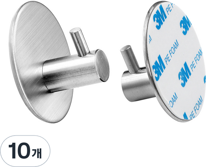 이우아여사 3M 강력접착 스테인레스 후크 원형 C타입, 10개