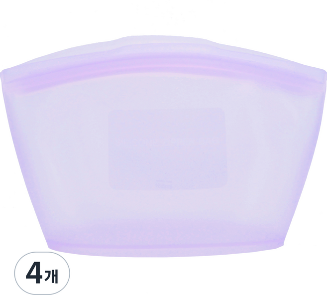 실리팟 프리미엄 실리콘 지퍼백 라벤더, 850ml, 4개