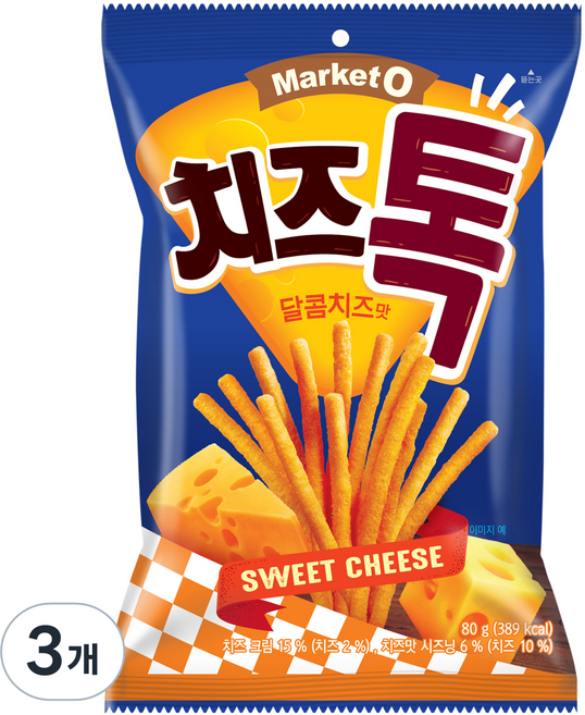 마켓오 치즈톡 달콤치즈맛, 80g, 3개