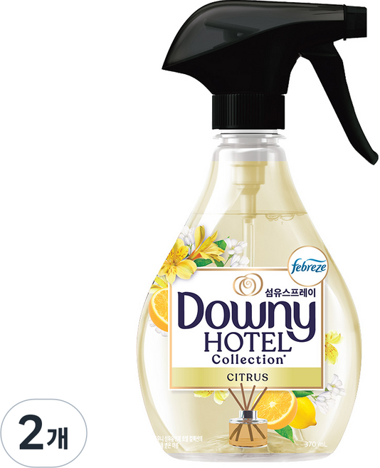 다우니 호텔컬렉션 섬유스프레이 시트러스향 본품, 2개, 370ml