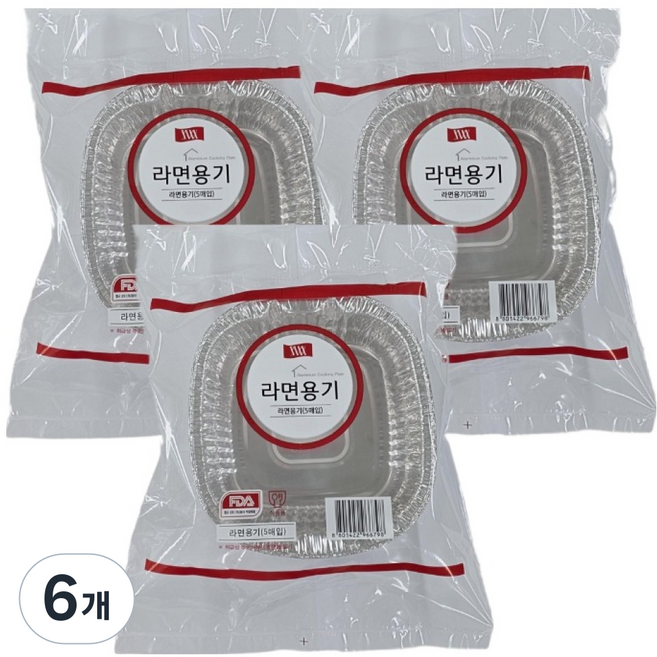 삼아삭스호일 은박 냄비 라면용기, 6개, 5개입
