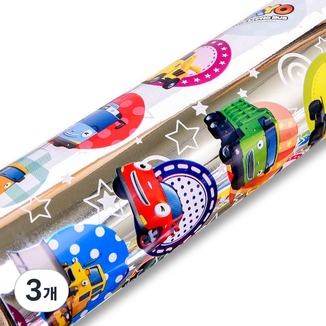 좋은기븐 꼬마버스타요 메탈롤 포장지, 실버, 3개